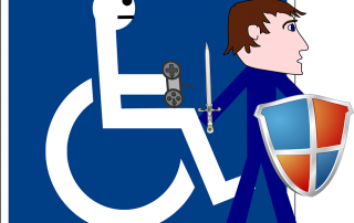 Rollstuhlfahrer steht auf und kämpft als Ritter, Credit: Clker-Free-Vector-Images