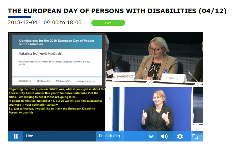 Live Streaming vom Europäischen Tag der Menschen mit Behinderungen