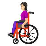 Woman in Manual Wheelchair: Light Skin Tone on Emojipedia 12.0, © 2019 Emojipedia