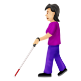 Woman With Probing Cane: Light Skin Tone on Emojipedia 12.0, © 2019 Emojipedia