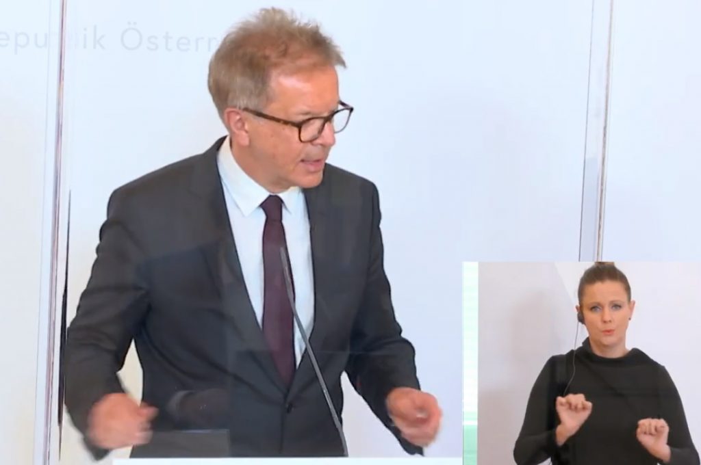 Screenshot Pressekonferenz Gesundheitministerium, 21.04.2020