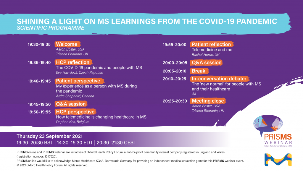 PRISMS Webinar 'Shining a light on MS learnings from the COVID-19 pandemic'