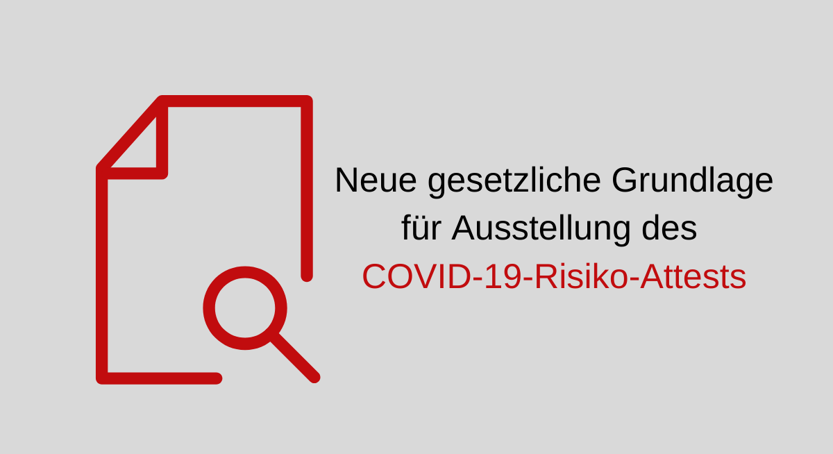 Neue gesetzliche Grundlage für Ausstellung eines COVID-19-Risikoattests